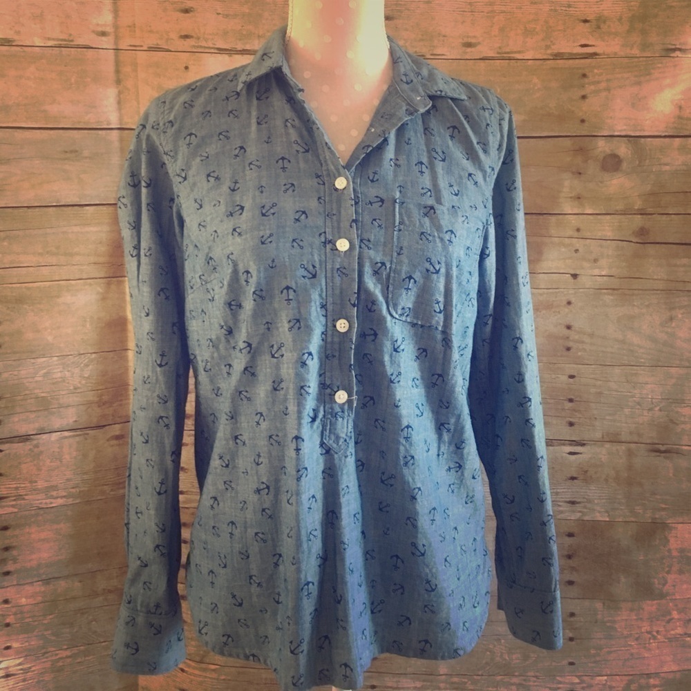 J.Crew anchor chambray pop over blouse